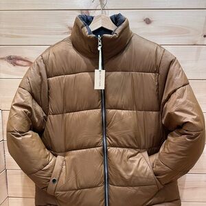 Black Tape_ Women's Tan Reversible Puffer Jacket